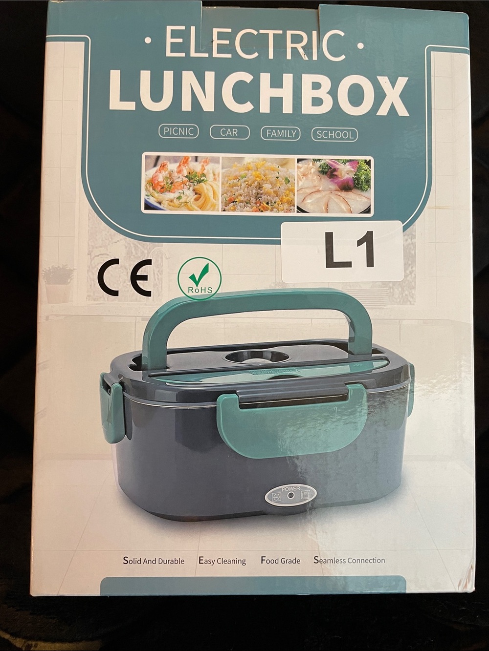 Electric Lunchbox Portable Food Warmer - Teal and Dark Gray